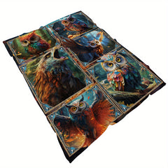 Cozy Little Owls Print Blanket Lightweight Flannel Throw