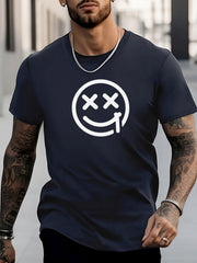 Men's Smiling Face Pattern Shirt Casual Tee Top