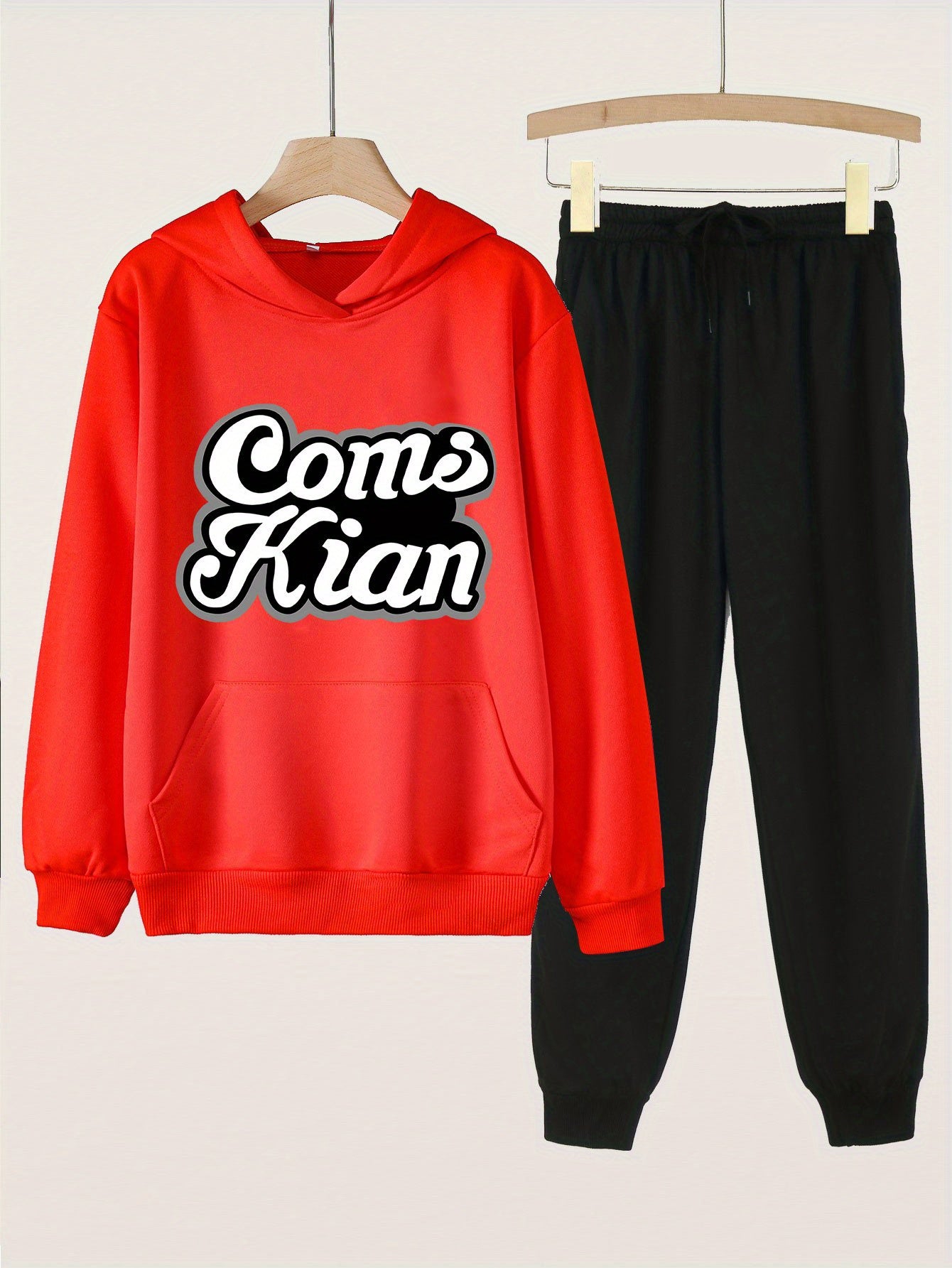 COMSKIAN Print Hooded Outfit For Girls Hoodie & Comfy Pants Set