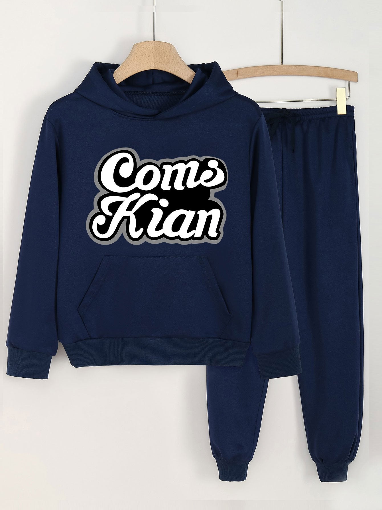 COMSKIAN Print Hooded Outfit For Girls Hoodie & Comfy Pants Set