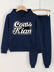 COMSKIAN Print Hooded Outfit For Girls Hoodie & Comfy Pants Set