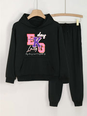 2pcs Hooded Outfit For Girls Hoodie & Pants Set Kids' Clothes