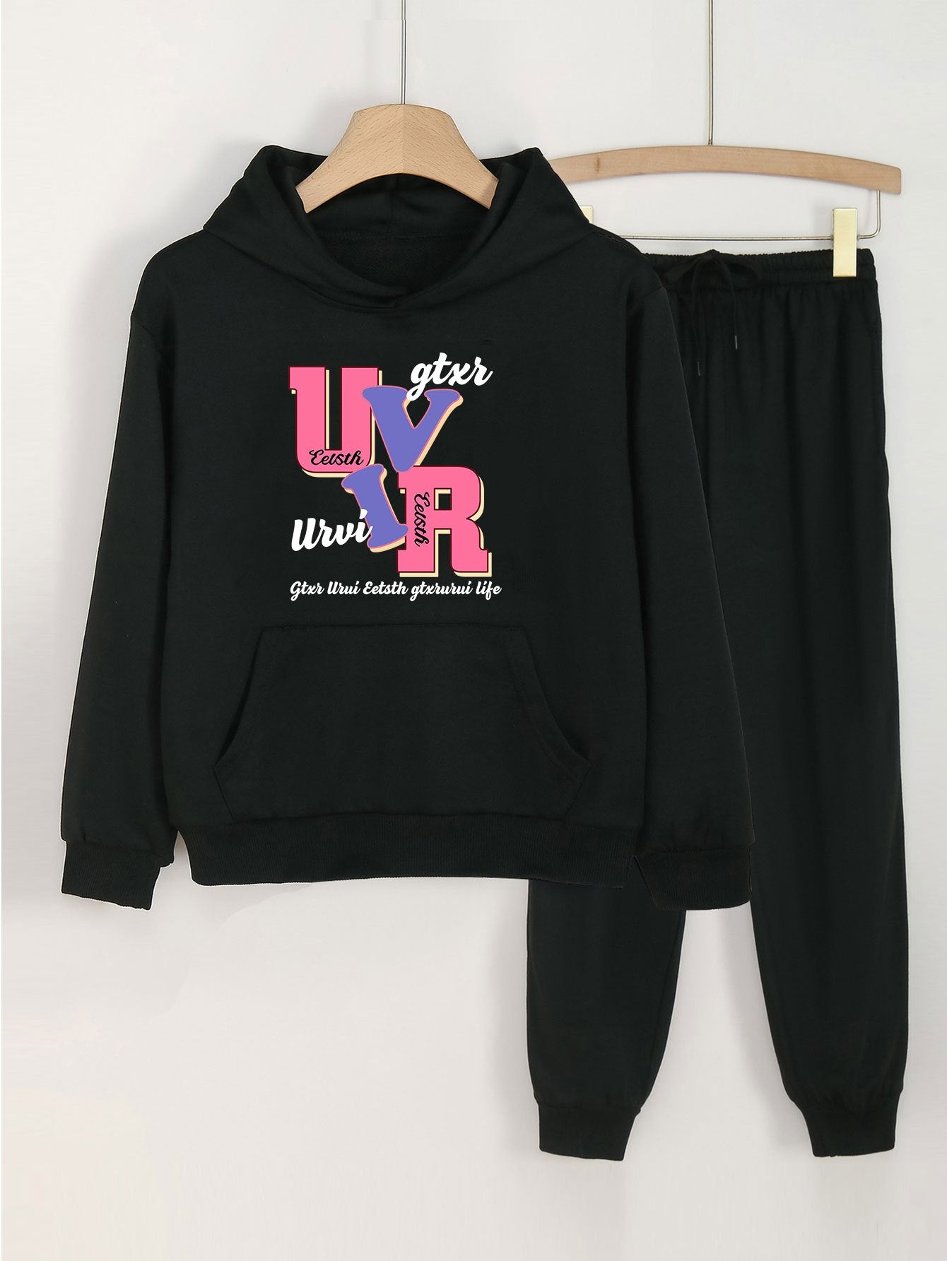 Girls UVIR Print Hoodie & Sweatpants Set