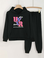 Girls UVIR Print Hoodie & Sweatpants Set