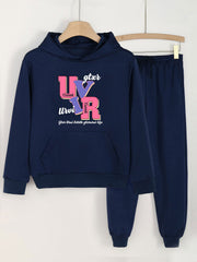 Girls UVIR Print Hoodie & Sweatpants Set