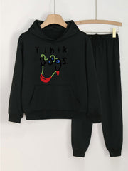 2pcs Dogs Print Hooded Outfit For Girls Hoodie & Comfy Pants Set
