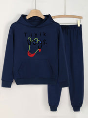 2pcs Dogs Print Hooded Outfit For Girls Hoodie & Comfy Pants Set