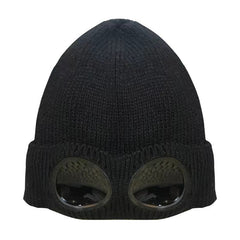 Winter Knitted Beanie Hat With Goggles Ear Protection Warm Hat
