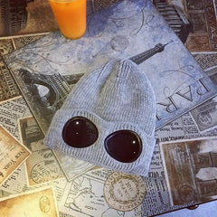Winter Knitted Beanie Hat With Goggles Ear Protection Warm Hat