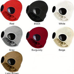 Winter Knitted Beanie Hat With Goggles Ear Protection Warm Hat