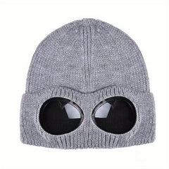Winter Knitted Beanie Hat With Goggles Ear Protection Warm Hat