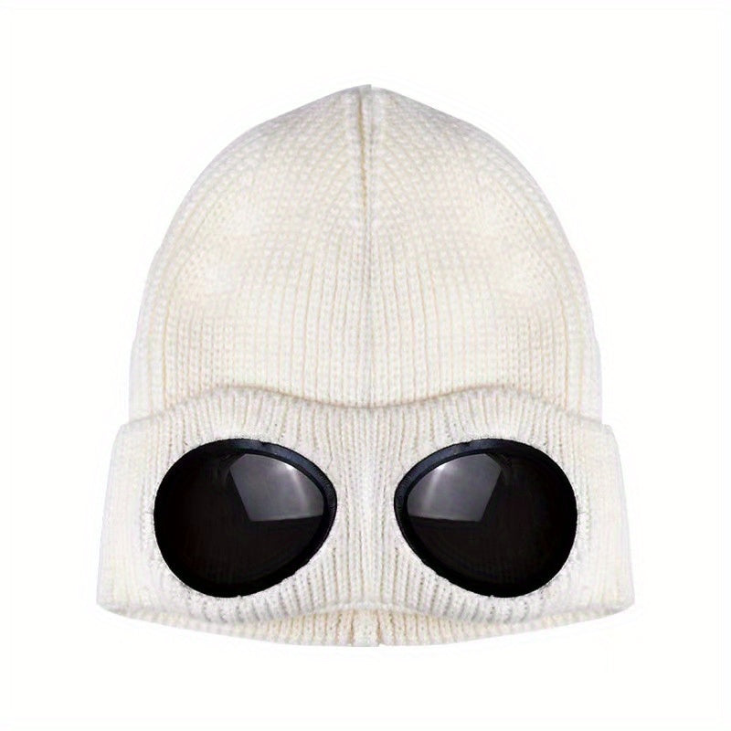 Winter Knitted Beanie Hat With Goggles Ear Protection Warm Hat
