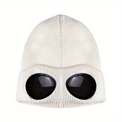 Winter Knitted Beanie Hat With Goggles Ear Protection Warm Hat