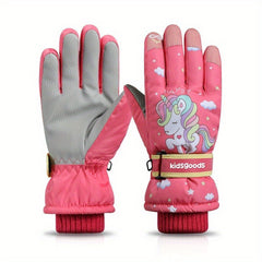 Kids Winter Snow Playing Gloves Warm & Thick Windproof Skiing Gloves
