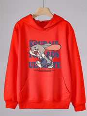 Bunny Print Hoodie For Girls Kids Casual Pullover Hooded Long Sleeve Top
