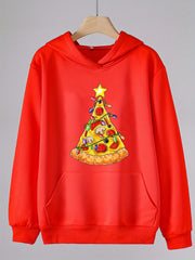 Pizza Tree Print Hoodie Kids Casual Pullover Hooded Long Sleeve Top