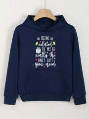 Girls Christmas Print Hoodie Casual Pullover with Kangaroo Pocket