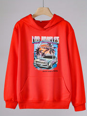 Los Angeles Print Hoodie For Girls Kids Casual Pullover Hooded Top