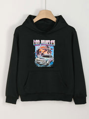 Los Angeles Print Hoodie For Girls Kids Casual Pullover Hooded Top