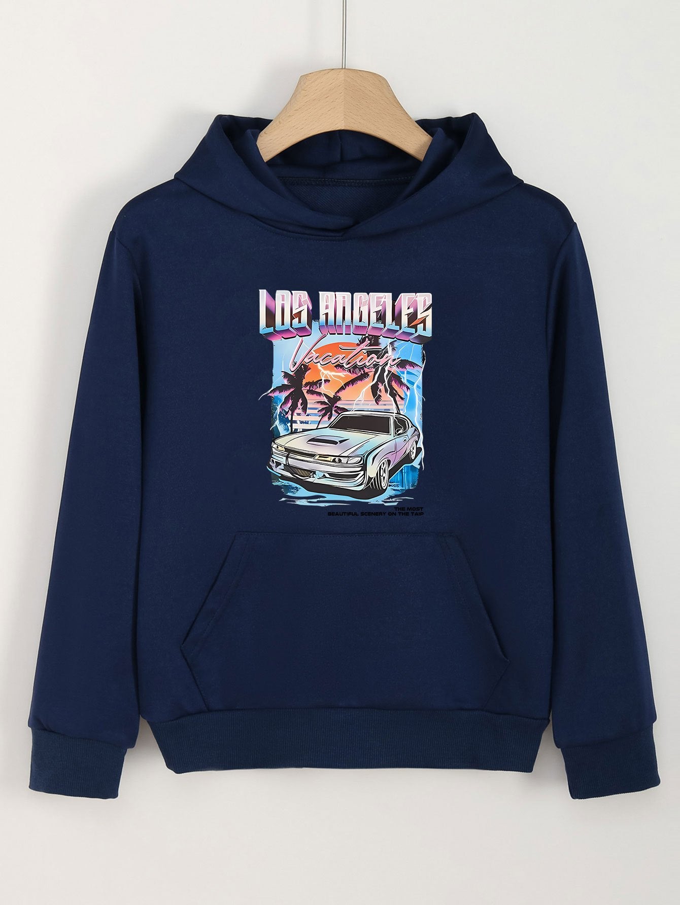 Los Angeles Print Hoodie For Girls Kids Casual Pullover Hooded Top