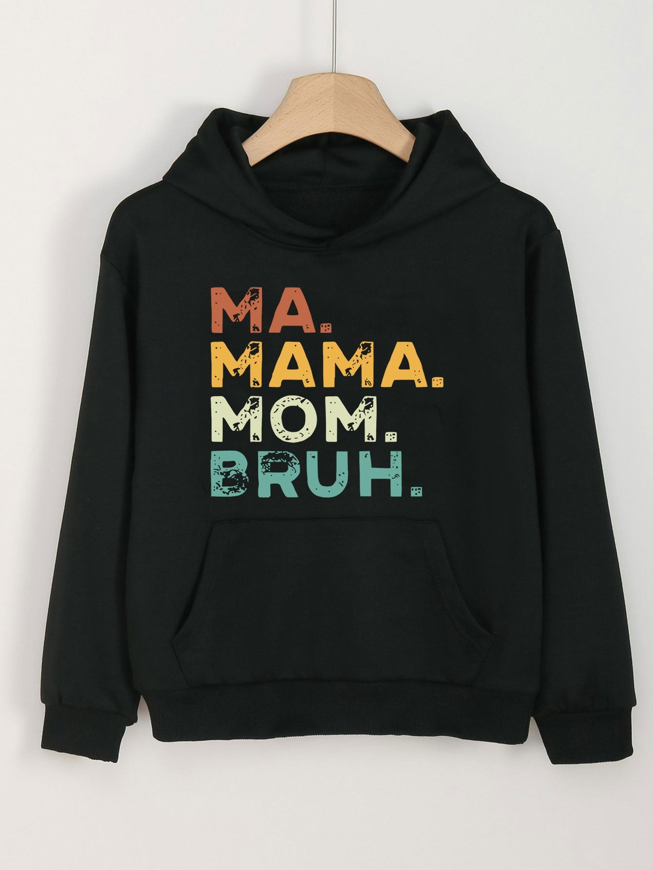 Mom Print Hoodie For Girls Kids Casual Pullover Hooded Top