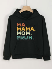 Mom Print Hoodie For Girls Kids Casual Pullover Hooded Top