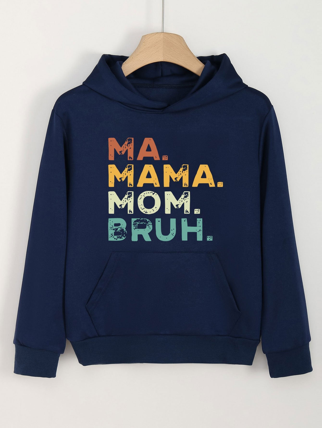 Mom Print Hoodie For Girls Kids Casual Pullover Hooded Top