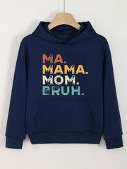 Mom Print Hoodie For Girls Kids Casual Pullover Hooded Top