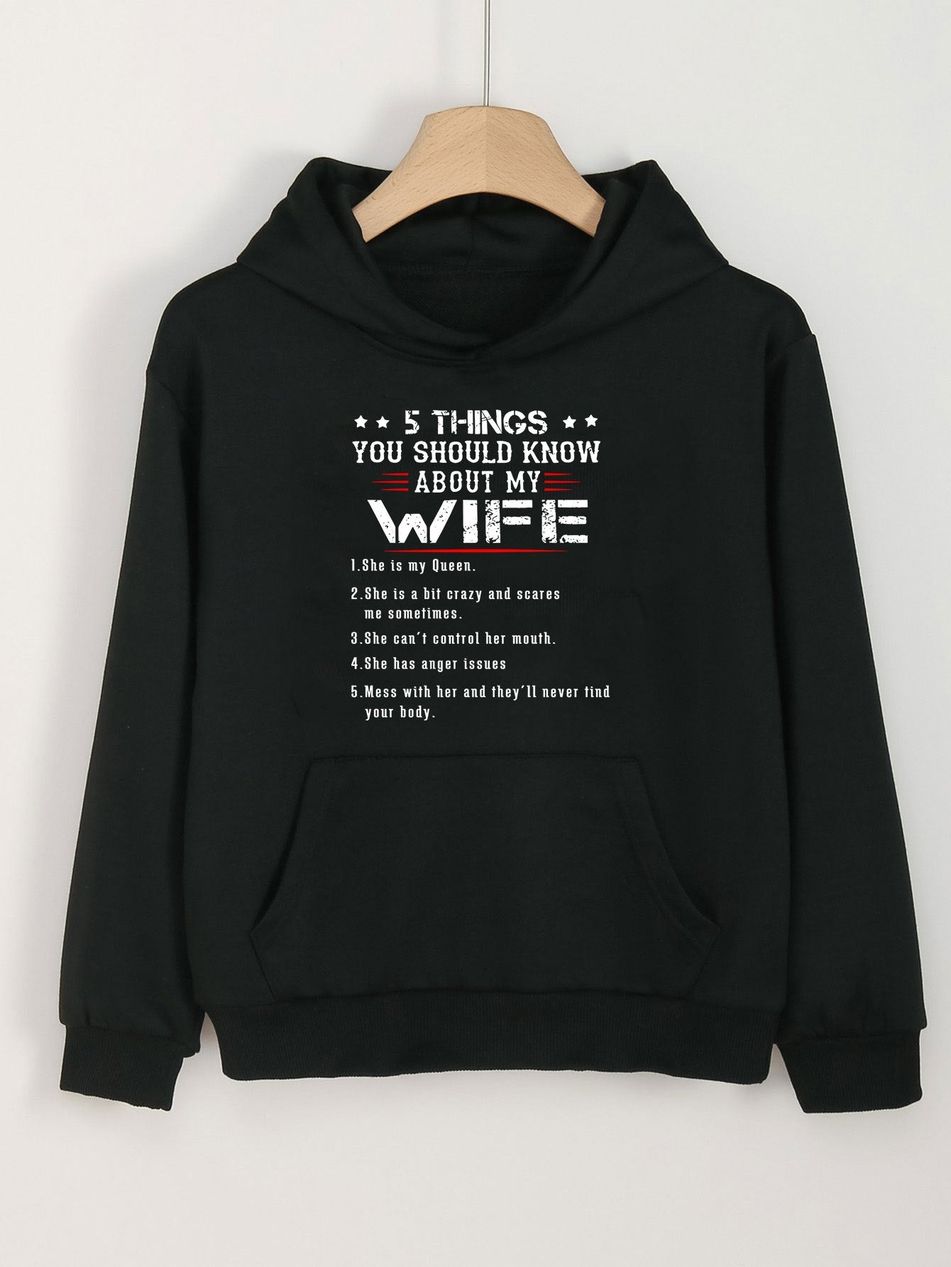 My Wife Print Hoodie For Girls Kids Casual Pullover Hooded Long Sleeve Top