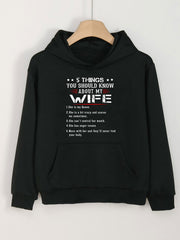 My Wife Print Hoodie For Girls Kids Casual Pullover Hooded Long Sleeve Top