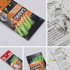 6pcs Sabiki Bait Set High Carbon Hooks Luminous Bead Tandem Hooks