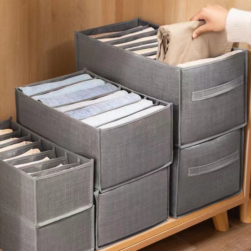 1pc Gray Jeans Storage Bag With Handles Closet Organizer