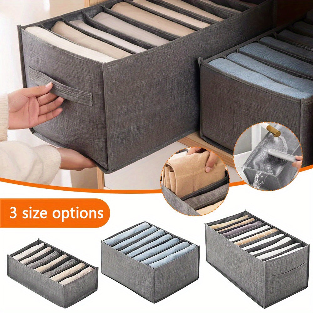 1pc Gray Jeans Storage Bag With Handles Closet Organizer