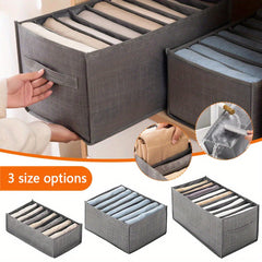 1pc Gray Jeans Storage Bag With Handles Closet Organizer