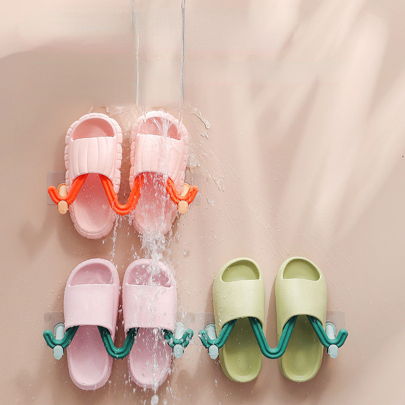 Corner Hanging Slippers Hook Rack Slipper Drain Rack Space Saving Organizer