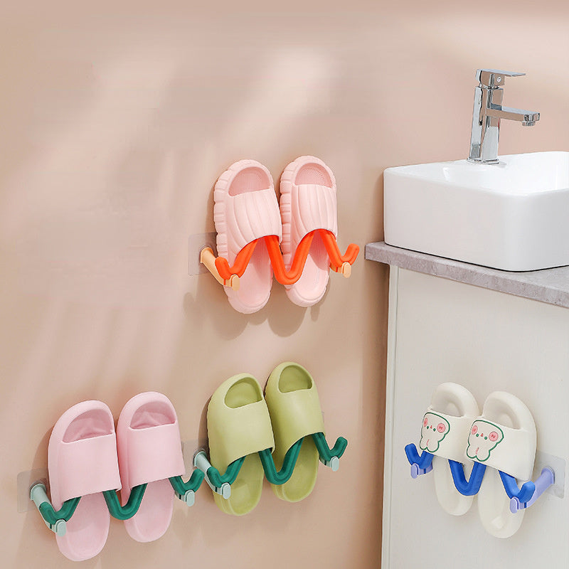 Corner Hanging Slippers Hook Rack Slipper Drain Rack Space Saving Organizer