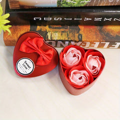 Floral Scented Bath Soap Rose Flower Petals Heart Shaped Case Mother's Gift