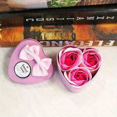 Floral Scented Bath Soap Rose Flower Petals Heart Shaped Case Mother's Gift