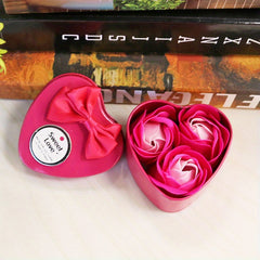 Floral Scented Bath Soap Rose Flower Petals Heart Shaped Case Mother's Gift