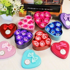 Floral Scented Bath Soap Rose Flower Petals Heart Shaped Case Mother's Gift