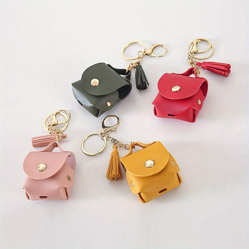 Mini PU Leather Keychain Bag Hanging Ornament