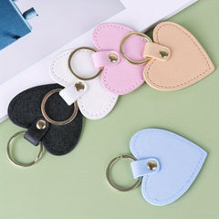 Heart Shaped PU Leather Keychain Metal Car Key Ring Pendant Gift