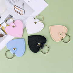 Heart Shaped PU Leather Keychain Metal Car Key Ring Pendant Gift