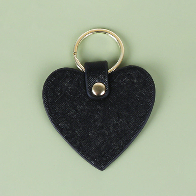Heart Shaped PU Leather Keychain Metal Car Key Ring Pendant Gift