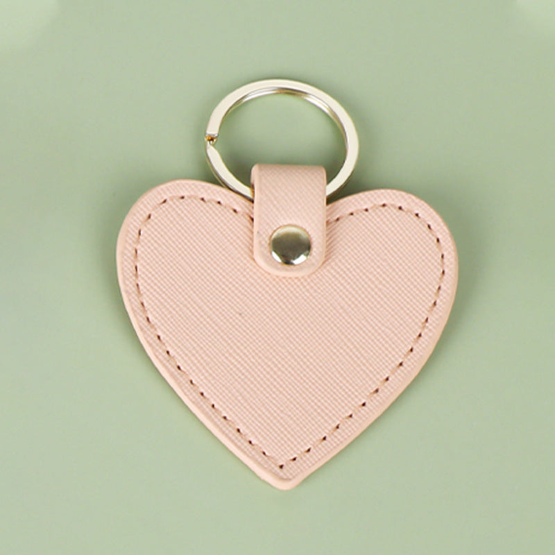 Heart Shaped PU Leather Keychain Metal Car Key Ring Pendant Gift