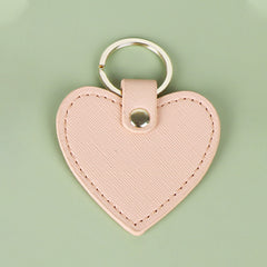 Heart Shaped PU Leather Keychain Metal Car Key Ring Pendant Gift
