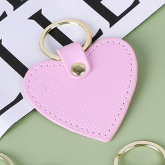 Heart Shaped PU Leather Keychain Metal Car Key Ring Pendant Gift