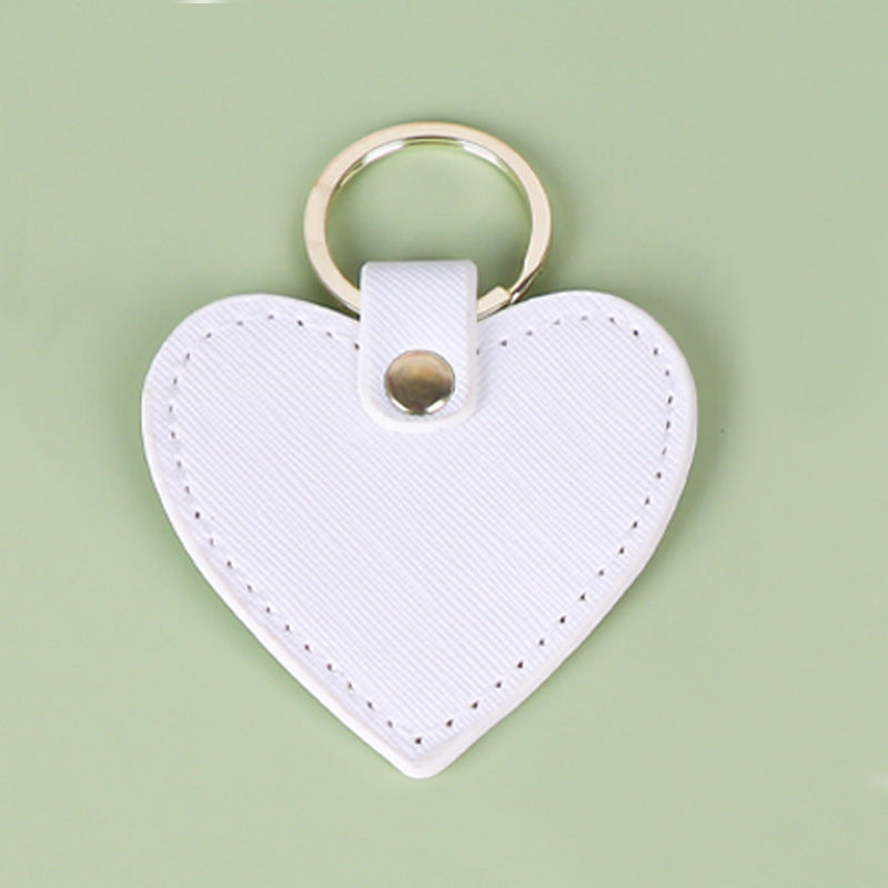 Heart Shaped PU Leather Keychain Metal Car Key Ring Pendant Gift