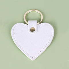 Heart Shaped PU Leather Keychain Metal Car Key Ring Pendant Gift