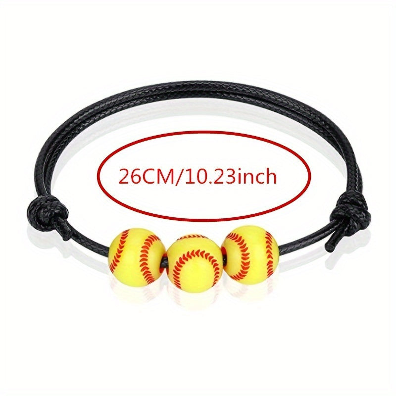 Softball Bracelet Wrist Rope Adjustable Sports Charm Bracelet
